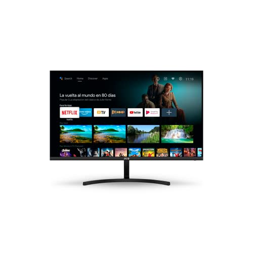 SPC Smart Monitor 27 – Monitor Android TV 27" Full-HD, integrierte Lautsprecher, Mobilfunkverbindung, ultraflaches Design, Fernbedienung, Zugang zu Streaming-Inhalten (Netflix, Prime Video, YouTube) von SPC