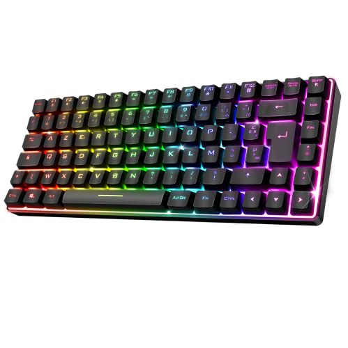 Spirit of Gamer - Gaming Tastatur Kabellos RGB - TKL Tastatur 65% - Semi-Mechanische Tasten mit 25 Anti-Ghosting - Kabellose und Bluetooth Konnektivität - Kompatibel mit Gaming PC, Smartphone, Tablet von SPIRIT OF GAMER