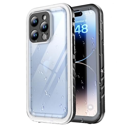 SPORTLINK für iPhone 14 Pro Hülle Wasserdichte - 360 Grad Outdoor Transparent Schutzhülle kameraschutz Displayschutz[IP68 Waterproof] [6FT Stoßfeste Hard Case] [Nie Vergilbung]Panzerhülle Schwarz/Klar von SPORTLINK