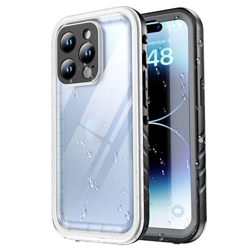 SPORTLINK für iPhone 14 Pro Max Hülle wasserdichte - 360 Grad Outdoor Transparent Schutzhülle kameraschutz Displayschutz [IP68 Waterproof] [6FT Stoßfeste Hard Case] [Nie Vergilbung] - Schwarz/Klar von SPORTLINK