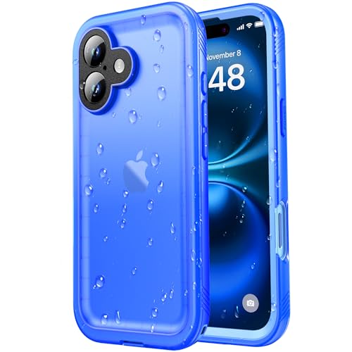 SPORTLINK für iPhone 16 Plus Hülle Wasserdicht - 360 Grad Outdoor Schutzhülle kameraschutz Displayschutz [Kamera-Steuerung] [IP68 Waterproof] [6FT Stoßfeste Hard Case] Panzerhülle Blau 6,7" von SPORTLINK