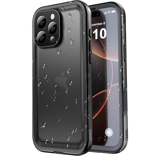 SPORTLINK für iPhone 16 Pro Max Hülle Wasserdicht - 360 Grad Outdoor Schutzhülle kameraschutz Displayschutz [IP68 Waterproof] [6FT Stoßfeste Hard Case] Panzerhülle Komplettschutz Schwarz 6,1" von SPORTLINK