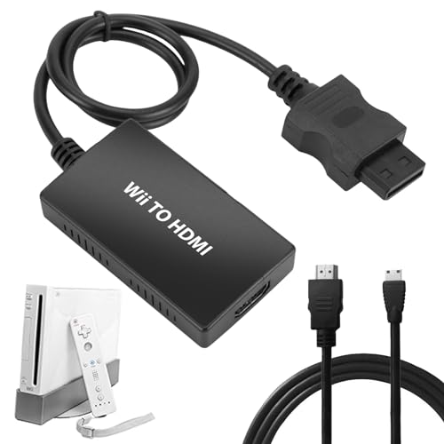 SPORWAY Wii auf HDMI Adapter mit HDMI Kabel, Wii HDMI Adapter 1080P/720P mit 3,5mm Stereo Audio Buchse Unterstützt, Wii HDMI Adapter für Smart TV Fernseher Beamer von SPORWAY