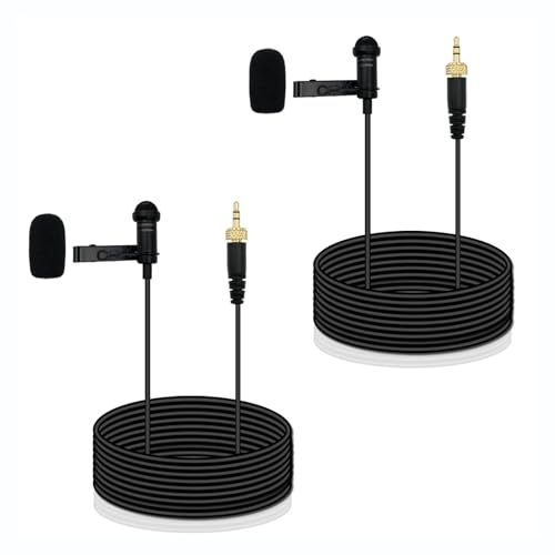 SPTSSWET 2 Pack 3,5 mm Lavalier Mikrofon Kompatibel mit Sennheiser kabellos Transmitter Omnidirektionale Kondensator Lapel Mic für Lectures Live Streaming YouTube,5ft von SPTSSWET