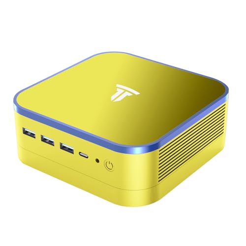 SRESNAIL Mini PC N95 Prozessor, Mini PC mit 4K HDMI und Typ-C Triple Display Unterstützung, 16GB DDR4 RAM + 512GB SSD (erweiterbar auf 1TB), Desktop-PC mit Dual WiFi und Bluetooth (Gelb) von SRESNAIL