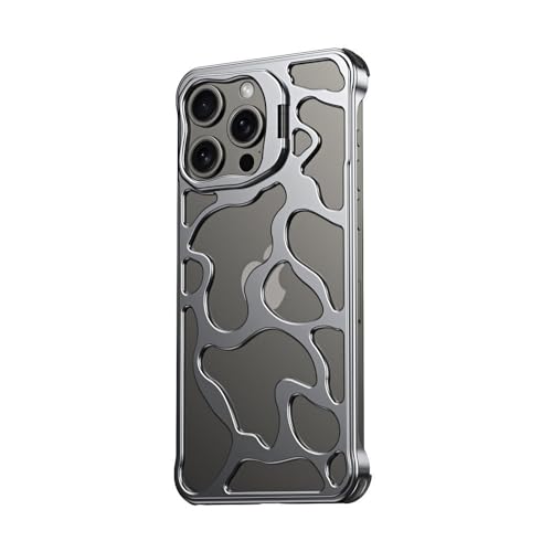 SRGDRR Aluminum Alloy Cooling Borderless Stand Protection Cover for iPhone 15 14 13 Pro Max Magnetic Wireless charging Phone Case,gray,for iPhone 15 von SRGDRR