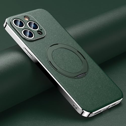 SRGDRR Leather Phone Case for iPhone 14 12 11 13 15 Pro Max Lens Protection Magnetic Holder Case,for iPhone 14,Green von SRGDRR