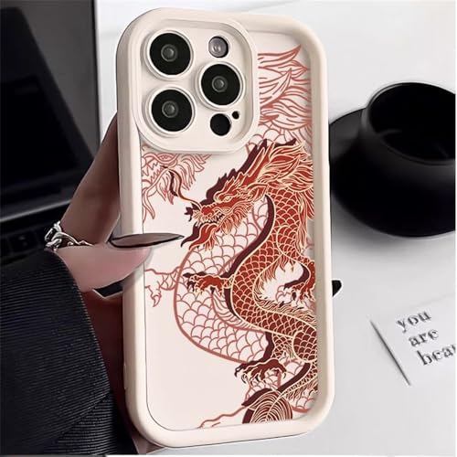 SRGDRR Trendy Ancient East Dragon Soft Phone Case für iPhone 11 12 13 14 15 Pro Max XR XS Max 15 14 Plus Stoßfeste Silikonhülle, C, Für iPhone 11 von SRGDRR