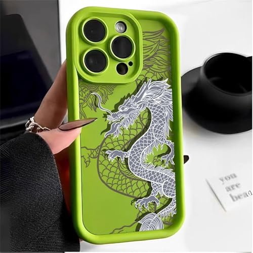 SRGDRR Trendy Ancient East Dragon Soft Phone Case für iPhone 11 12 13 14 15 Pro Max XR XS Max 15 14 Plus Stoßfeste Silikonhülle, F, für iPhone 13 Pro von SRGDRR