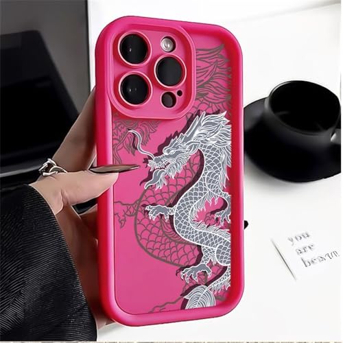 SRGDRR Trendy Ancient East Dragon Soft Phone Case für iPhone 11 12 13 14 15 Pro Max XR XS Max 15 14 Plus Stoßfeste Silikonhülle, H, Für iPhone 13 von SRGDRR