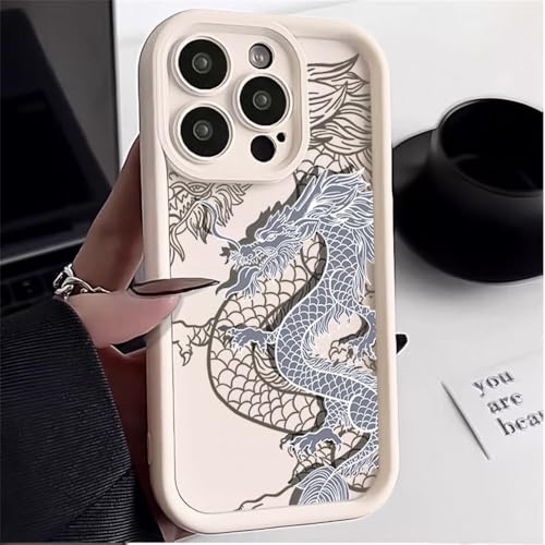 SRGDRR Trendy Ancient East Dragon Weiche Handyhülle für iPhone 11 12 13 14 15 Pro Max XR XS Max 15 14 Plus Stoßfeste Silikonhülle, D, Für iPhone 15 von SRGDRR