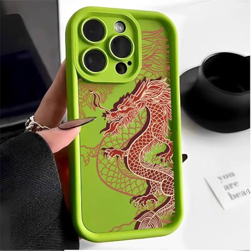 SRGDRR Trendy Ancient East Dragon Weiche Handyhülle für iPhone 11 12 13 14 15 Pro Max XR XS Max 15 14 Plus Stoßfeste Silikonhülle, E, Für iPhone XS von SRGDRR