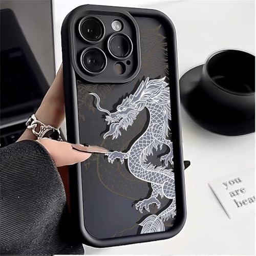 SRGDRR Trendy Ancient East Dragon Weiche Handyhülle für iPhone 11 12 13 14 15 Pro Max XR XS Max 15 14 Plus Stoßfeste Silikonhülle, b, für iPhone 12 von SRGDRR