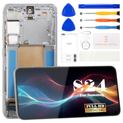 Original für Samsung Galaxy S24 Bildschirm Ersatz für Samsung Galaxy S24 LCD Display für Galaxy SM-S921B Touchscreen Digitizer Montage Reparatursets (mit Rahmen) (Marmorgrau) von SRJTEK