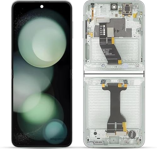 Original für Samsung Galaxy Z Flip 5 innerer faltbarer Bildschirm Ersatz für Samsung Galaxy Z Flip 5 5G LCD Display SM-F731B Touchscreen Digitizer Montage Reparatursets (mit Rahmen) (Grün) von SRJTEK