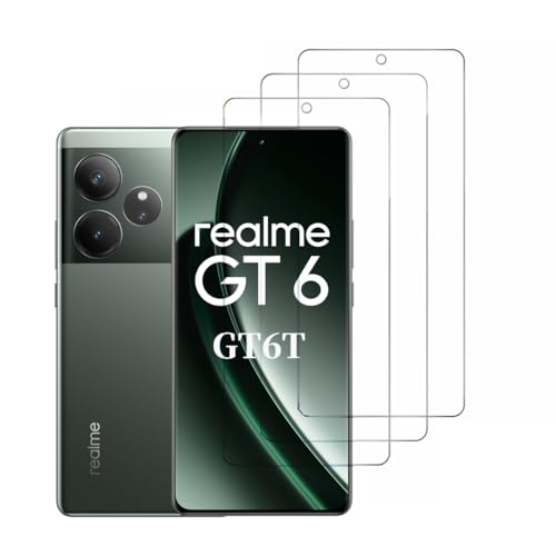 SRSRROP 3 Stück Panzer Schutz Glas für Realme GT 6 5G/ Realme GT 6T 5G (6.78"), 9H Härte Folie Displayschutz [Anti-Kratzen] [HD Klar][Bläschenfrei] von SRSRROP