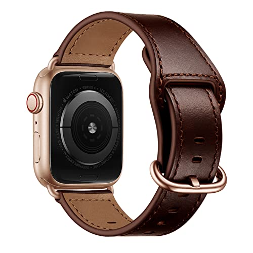 Kompatibel mit Apple Watch Armband 49 mm 45 mm 44 mm 42 mm 41 mm 40 mm 38 mm, genarbtes Echtleder-Ersatzarmband für iWatch Ultra 2 1 Serie 9 8 7 6 5 SE 4 3 2 1 von SSLQYLEE