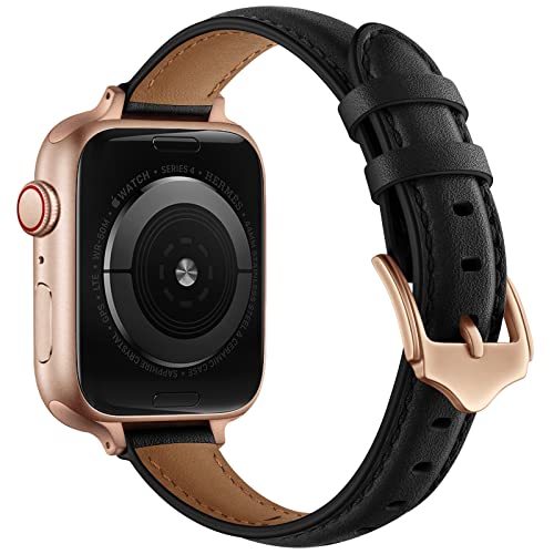 Kompatibel mit Apple Watch Armband 49 mm 45 mm 44 mm 42 mm 41 mm 40 mm 38 mm, schlankes, Elegantes Echtlederarmband für iWatch-Serie 9 8 7 6 5 4 3 2 1 SE Ultra 1 2 von SSLQYLEE