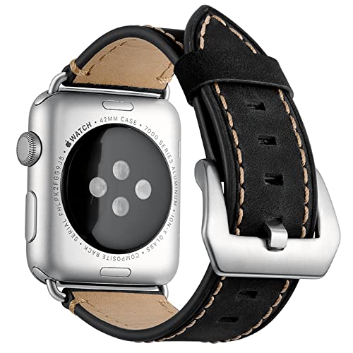 Kompatibel mit Apple Watch-Armband 49mm 45mm 44mm 42mm 41mm 40mm 38mm, Vintage-Crazy-Horse-Ersatzarmband aus echtem Leder für iWatch Ultra 1 2 Series SE 9 8 7 6 5 4 3 2 1 von SSLQYLEE