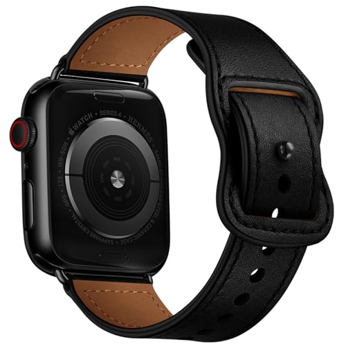 Kompatibel mit dem Apple Watch Armband 49 mm 45 mm 44 mm 42 mm 41 mm 40 mm 38 mm, echtes Leder-Ersatzarmband für iWatch Serie 9 8 7 6 5 4 3 2 1 SE Ultra 1 2 von SSLQYLEE