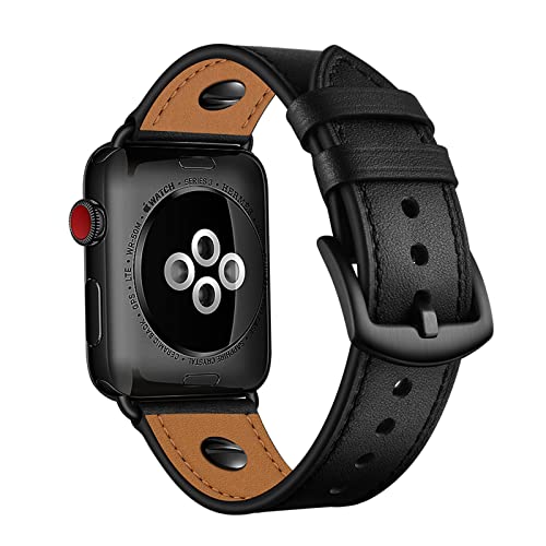 Kompatibel mit dem Apple Watch-Armband 49mm 45mm 44mm 42mm 41mm 40mm 38mm, Edelstahl-Schnalle, echtes Lederarmband für iWatch Serie SE 9 8 7 6 5 4 3 2 1 Ultra 1 2 von SSLQYLEE