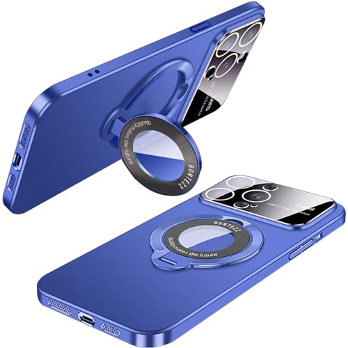 SSLQYLEE Hülle für iPhone 15/15 Pro/15 Plus/15 Pro Max, [kompatibel mit Magnetisch] mit unsichtbarem Ständer, durchscheinende Matte Rückseite mit großer Fensterspiegelhülle von SSLQYLEE