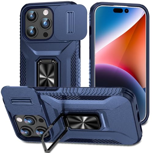 SSLQYLEE Hülle für iPhone 15Pro Max/15 Pro/15 Plus/15, Kameraobjektivabdeckung, Schutzhülle, rutschfest, mit magnetischer Autohalterung (blau, 15 Pro) von SSLQYLEE