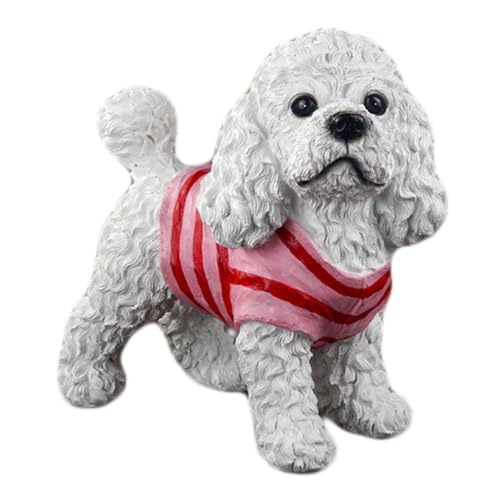 SSLQYLEE Niedlicher Teddy Garten Dekoration, Realistische Hund Figur Harz Terrasse Statue Schreibtisch Home Tier Kollektion Ornamente,Rosa von SSLQYLEE