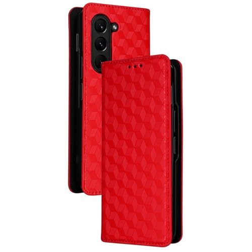 Schutzhülle für Samsung Galaxy Z Fold 6, Brieftasche Hülle mit Standfunktion und Kartenfach Klapphülle Magnetverschluss Stoßfest Ledertasche für Samsung Z Fold 6,Red von SSLQYLEE