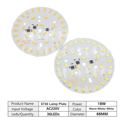 10-20pcs AC220V SMD5730 LED 3W 5W 7W 10W 12W 15W 18W 24W Aluminum Lamp Panel With Smart IC Driver For Indoor Light Source DIY(Warm White-3000K,18W-88MM_20 PIECES) von SSOPTMCB