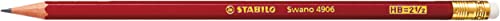 Bleistift mit Radiergummi - STABILO Swano in rot - Einzelstift - Härtegrad HB von STABILO