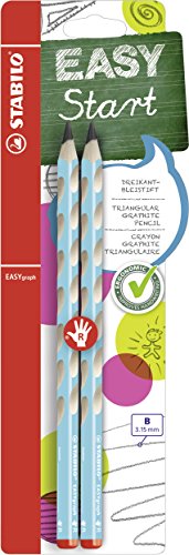 Ergonomischer Dreikant-Bleistift für Rechtshänder - STABILO EASYgraph in blau - 2er Pack - Härtegrad B von STABILO