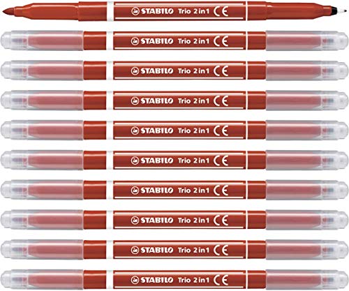 Filzstift und Fineliner in einem - STABILO Trio 2 in 1 - 10er Pack - rot von STABILO