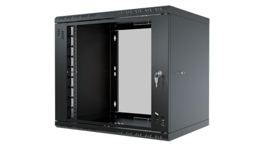 Stalflex Server Netzwerkschrank 19 Zoll 9U 400mm Standard - Hochbelastbarer Stahl - Computer- & Server-Racks - Serverschrank, kompatibel mit 19 Zoll Fachboden und Rack Schienen - Glastür von STALFLEX