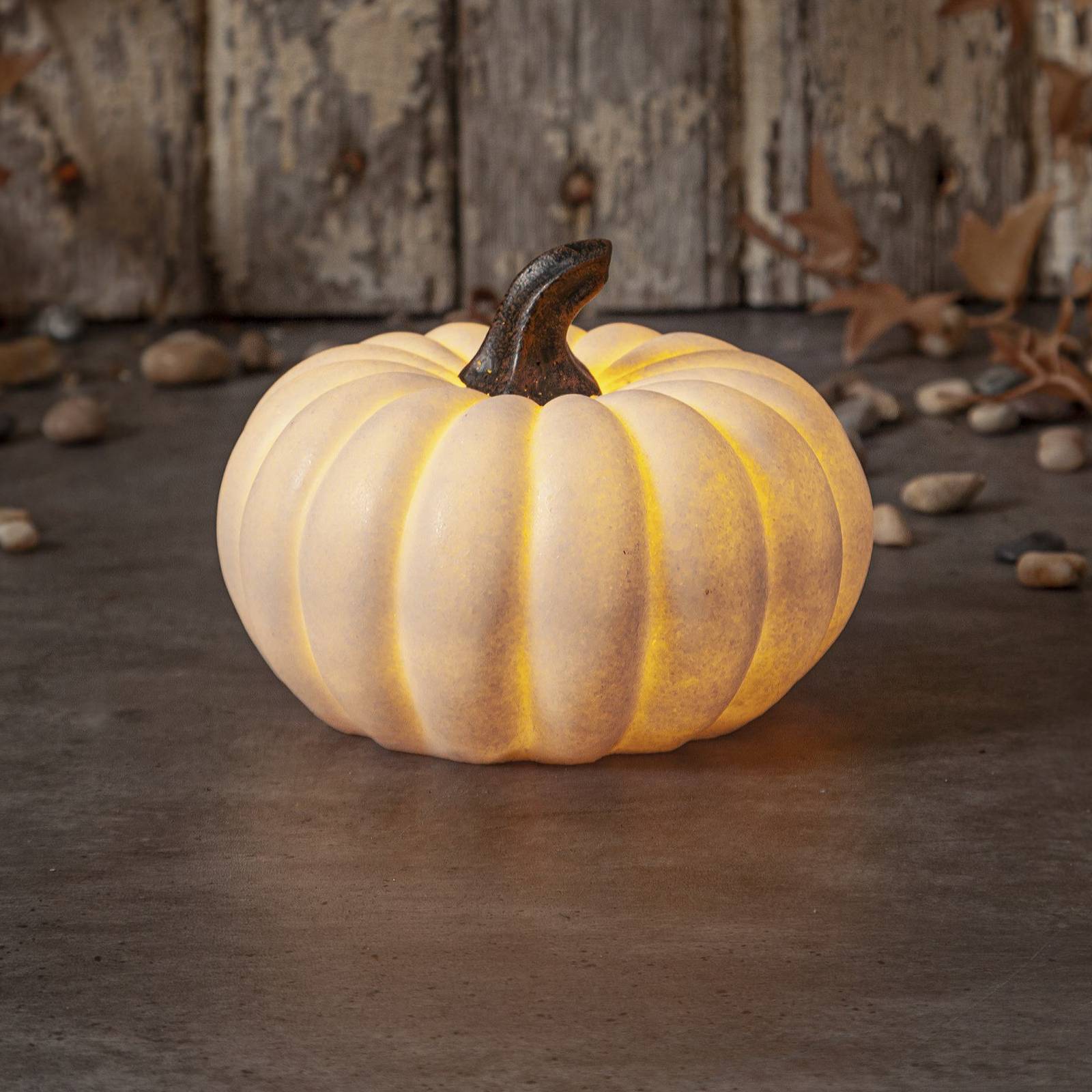 LED-Terrassenleuchte Sandy Pumpkin, Ø 15 cm, weiß, Batterie von STAR TRADING