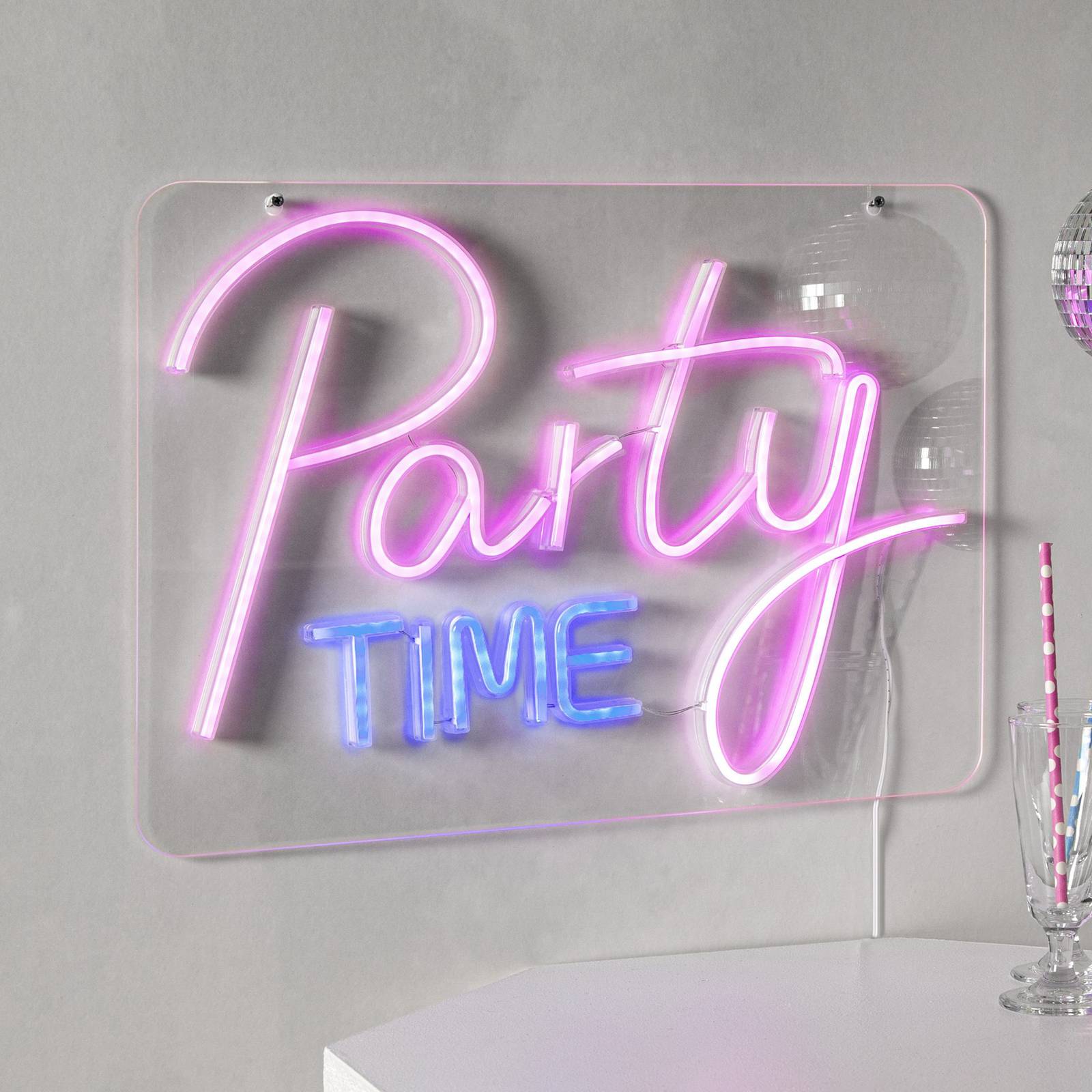 LED-Wandlampe Party Time, pink/weiß Plexiglas 48 x 36 cm USB von STAR TRADING