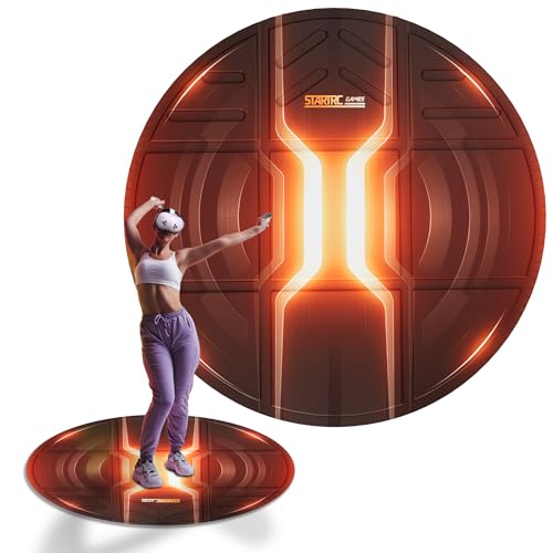 Faltbare VR Matte für Meta Quest 3S, rutschfeste und Bequeme Matte, runde Bodenmatte, Virtual Reality Zubehör für Meta Quest 3/Oculus Quest 2/Pro/PSVR2/Apple Vision Pro, HTC Vive und mehr (Orange) von STARTRC GAMES