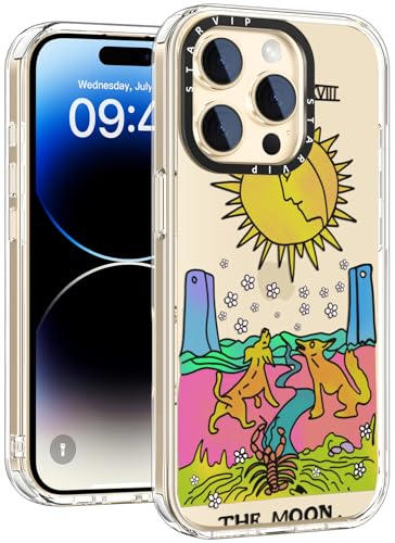 STARVIP Schutzhülle für iPhone 14 Pro Max mit niedlichem Blumendesign für Frauen und Mädchen, kabelloses Laden, transparente Acrylschale mit weichem TPU-Stoßdämpfer, schützende Handyhülle, Hunde und von STARVIP