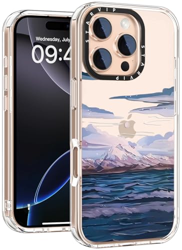 STARVIP Schutzhülle für iPhone 16 Pro mit niedlichen Blumen-Designs für Frauen und Mädchen, kabelloses Laden, transparente Hartschale aus Acryl mit weichem TPU-Stoßdämpfer, schützende Handyhülle, von STARVIP