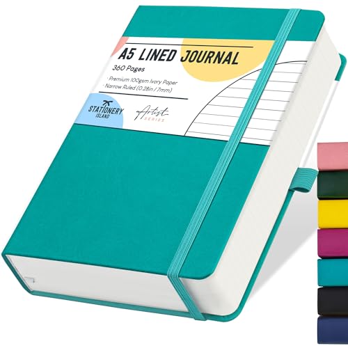 STATIONERY ISLAND A5 Liniert Notizbuch, 360 Seiten Dickes Journal Notebook, Kariert Notizbücher Hardcover mit 100gsm zum Schreiben, Arbeiten, Studieren, Tagebuch von STATIONERY ISLAND