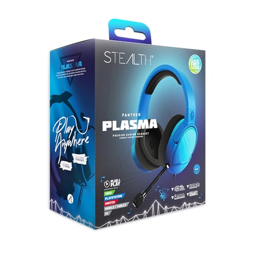 STEALTH PANTHER Plasmablau - Over Ear Gaming Headset Kompatibel mit PS4/PS5, XBOX, Switch, PC mit flexiblem Mikrofon, 3,5 mm Klinke, 1,5 m Kabel, leicht, bequem und langlebig von STEALTH