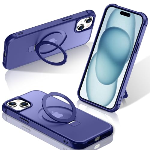 STERKER Magnetischer Ständerring, kompatibel mit iPhone 15, Militärqualität, kompatibel mit Mag-Safe; schlanke, matte Schutzhülle für iPhone 15, 15,5 cm (6,1 Zoll), Blau von STERKER