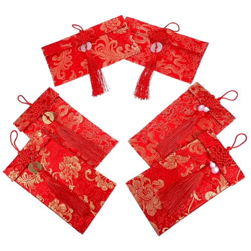 6St roter umschlag des neuen jahres chinesische neujahrspaare rotes Paket Chinesische Geldumschläge chinese new year chinesisch neujahr Geldumschlag Hochzeit roter Umschlag Stoff STOBOK von STOBOK