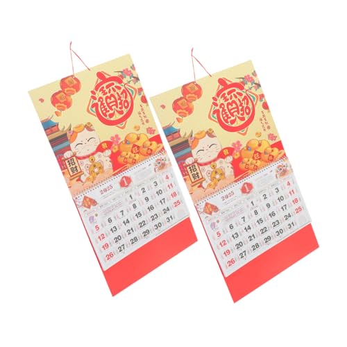 STOBOK 2 Stück 2025 Wandkalender 2025 Zerreißbarer Kalender Chinesischer Tierkreiskalender Hängender Planungskalender Chinesischer Neujahrskalender Büro Wandkalender Papier Rot von STOBOK