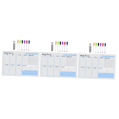 STOBOK 3 Sätze Whiteboard-Kalender, trocken abwischbar trockener Löschstift Stehendes Whiteboard schreibtafel write board Memo-Schreibtafel Schreibtafel mit Stift Acryl Transparent von STOBOK