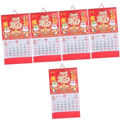 STOBOK 5 Stück 2025 Wandkalender Chinesischer Mondjahrkalender Agenda Kalender Traditioneller Chinesischer Kalender Chinesischer Hängekalender Mondjahrkalender 2025 Feng Shui von STOBOK