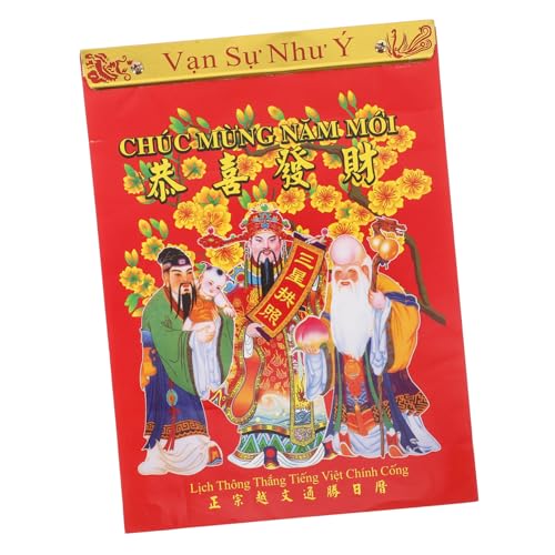 STOBOK Vietnamesischer Handgeschredderter Wandkalender Feng-shui-kalender Hängender Planungskalender Tageskalender Scrollkalender Aus Rattan Jahr Des Schlangenkalenders Rot Papier von STOBOK