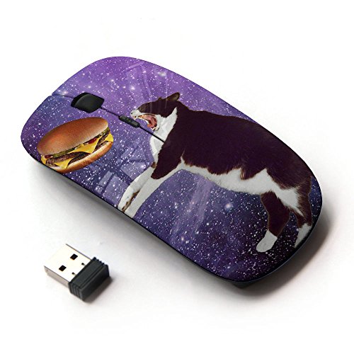 STPlus Fat Cat Eating Burger In Space Komisch 2,4 GHz Wireless drahtlose Maus mit ergonomischem Design und Nano-Empfänger von STPlus