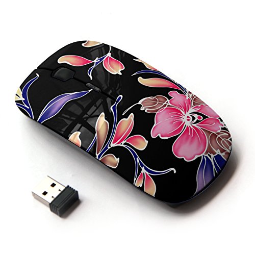 STPlus Rosa Blumenblumen 2,4 GHz Wireless drahtlose Maus mit ergonomischem Design und Nano-Empfänger von STPlus