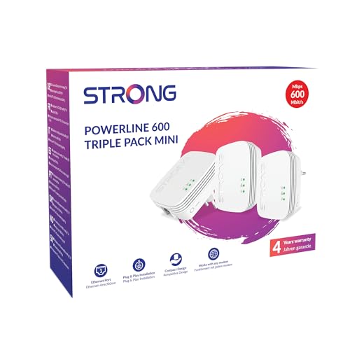STRONG POWERL600TRIMINI Powerline 600 Klein und kompakt, um das Netz überall in Ihrem Haus mit Strom zu bringen von STRONG